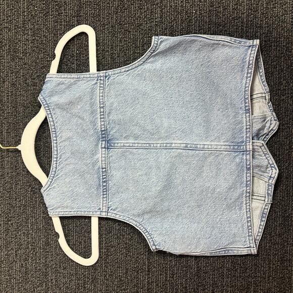 Madewell Cotton Hemp Denim Katrina Crop Vest Top Blue Size 0 - Picture 6 of 9